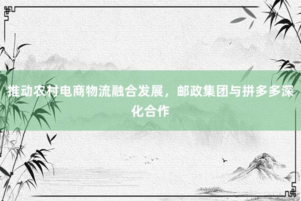 推动农村电商物流融合发展，邮政集团与拼多多深化合作